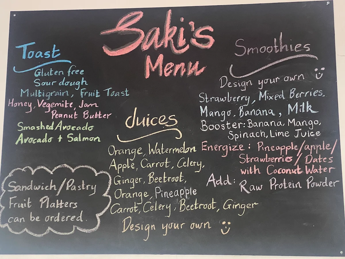 Menu, Saki’s Coffee