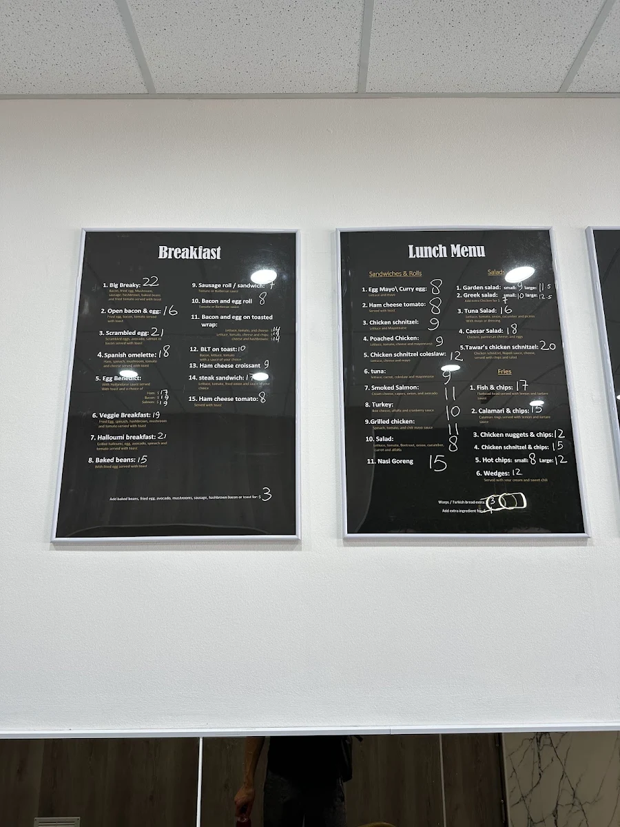 Menu, Beachview Cafe