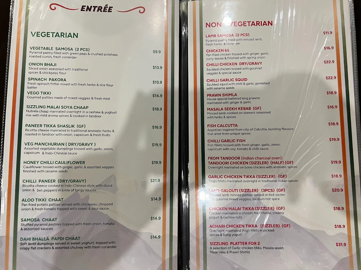 Menu, Shimla 7 Indian Restaurant