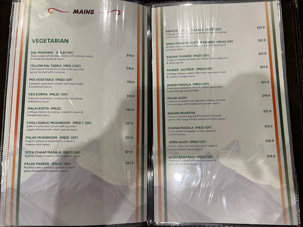 Menu, Shimla 7 Indian Restaurant