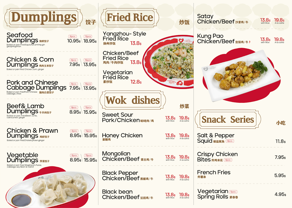 Menu, I Love Dumplings Express (Truganina)