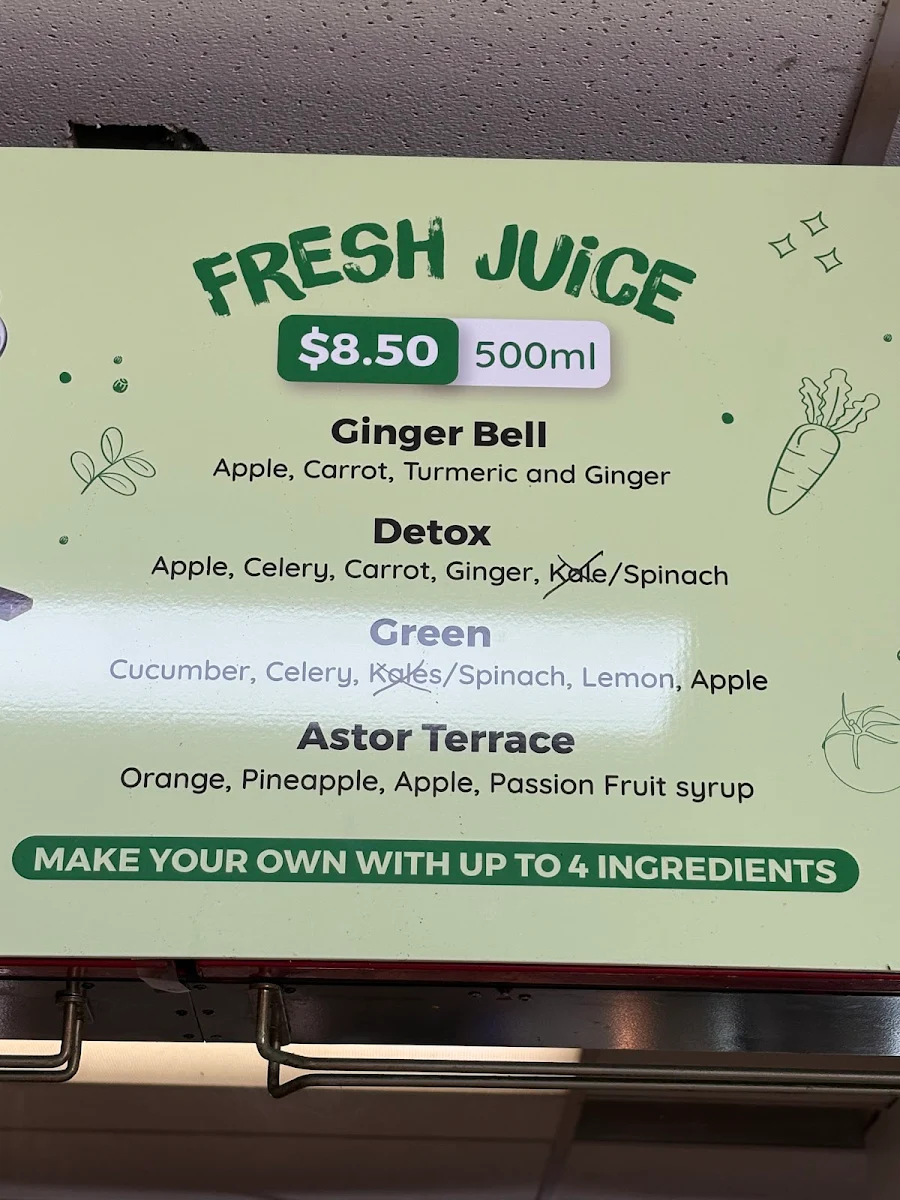 Menu, Astor Terrace Cafe