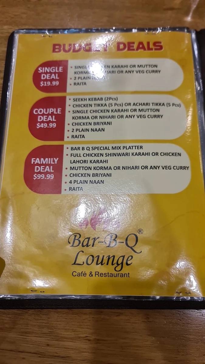 Menu, BBQ Lounge on Lygon