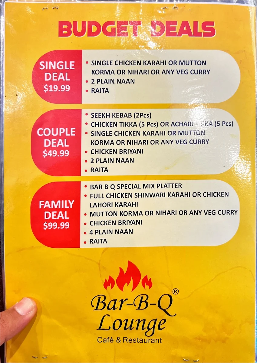 Menu, BBQ Lounge on Lygon