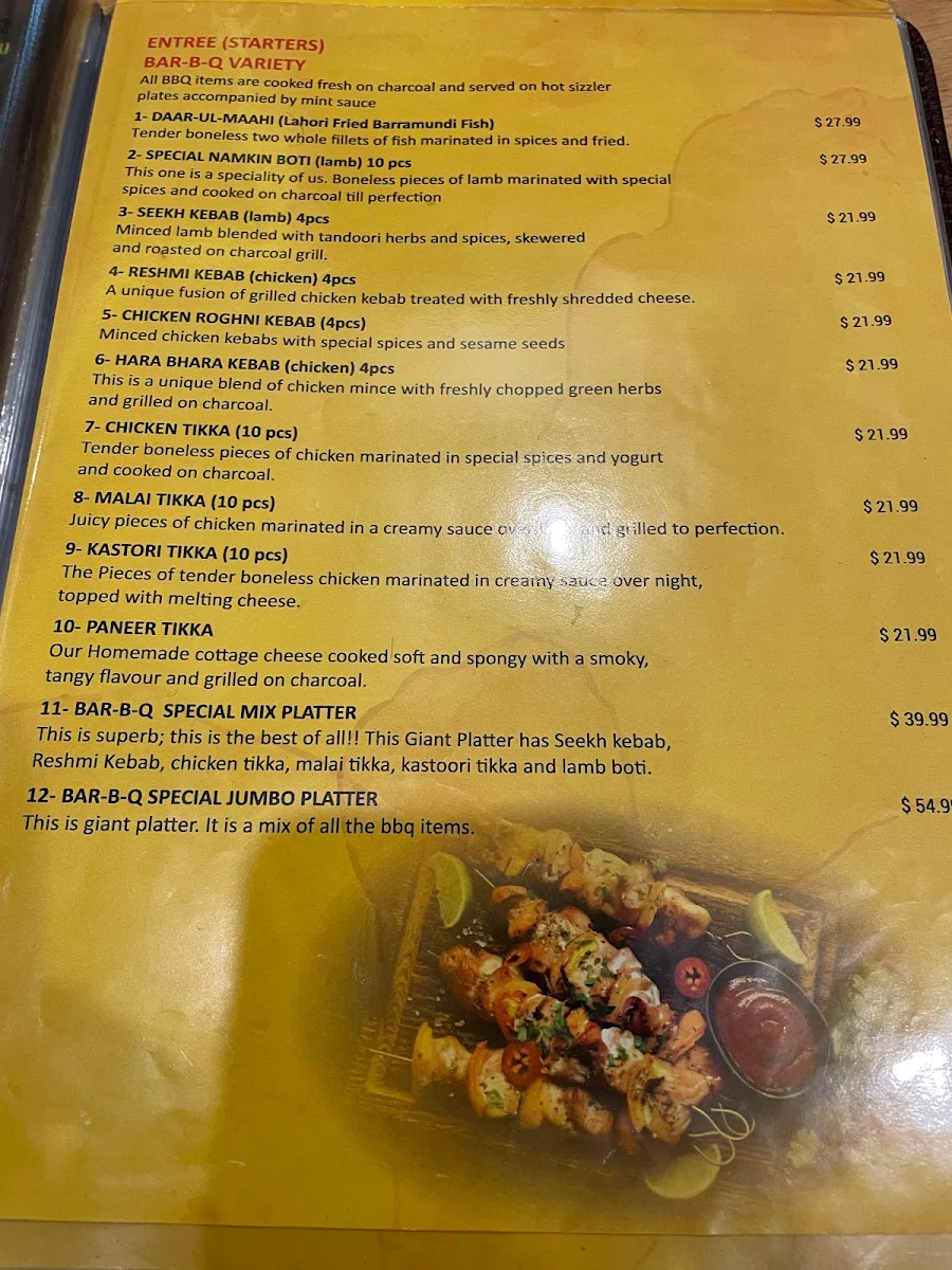 Menu, BBQ Lounge on Lygon