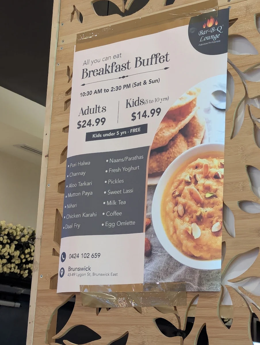 Menu, BBQ Lounge on Lygon