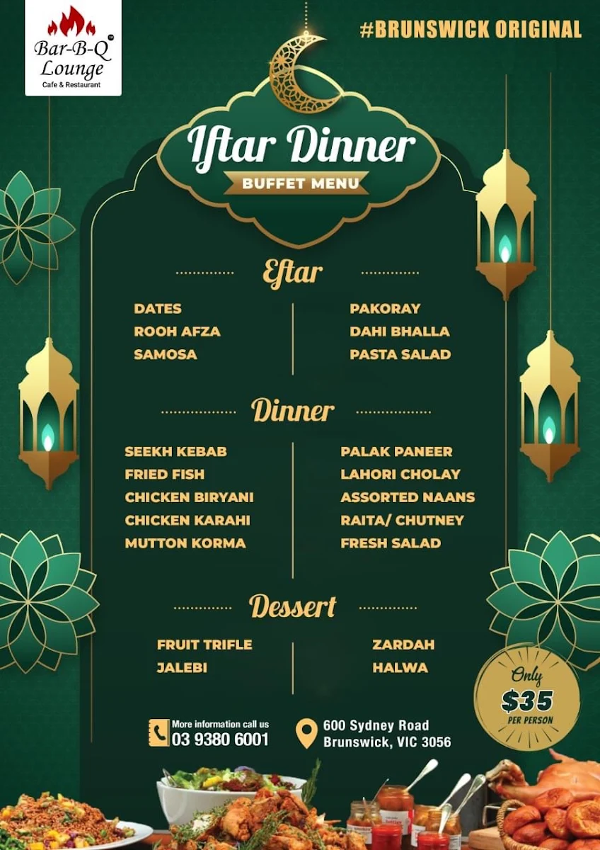 Menu, BBQ Lounge on Lygon