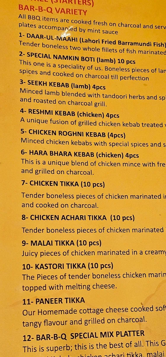 Menu, BBQ Lounge on Lygon