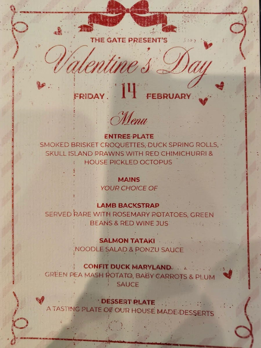 Menu, The Gate Bar and Bistro