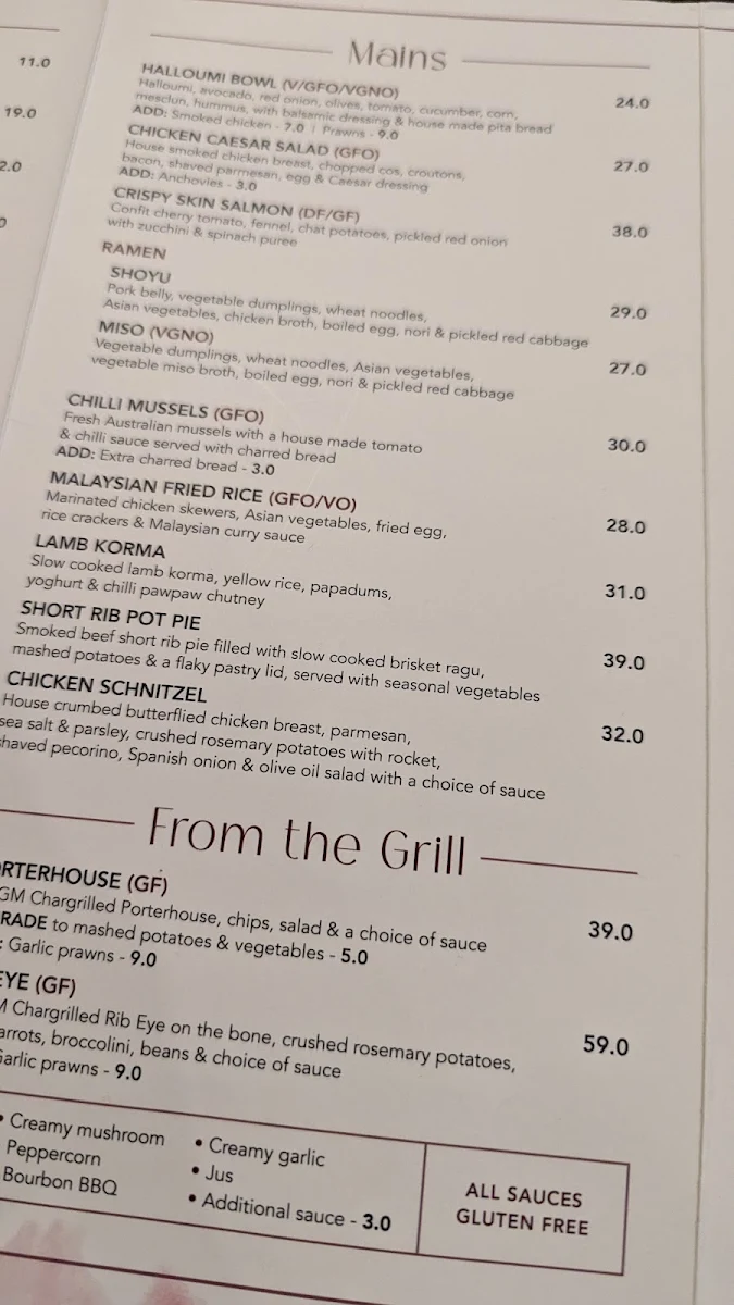 Menu, The Gate Bar and Bistro