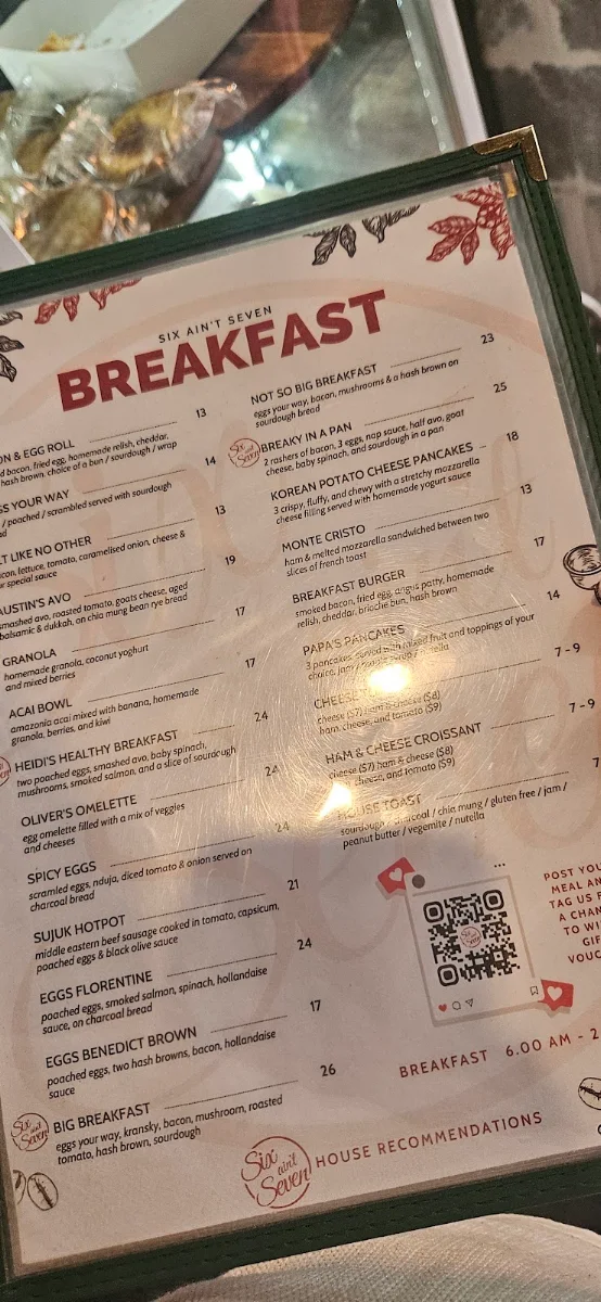 Menu, Hub Capp Cafe