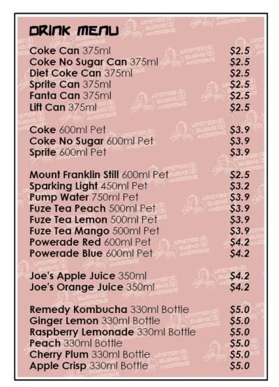 Menu, United Sushi