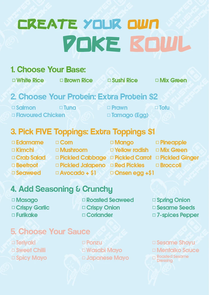 Menu, United Sushi