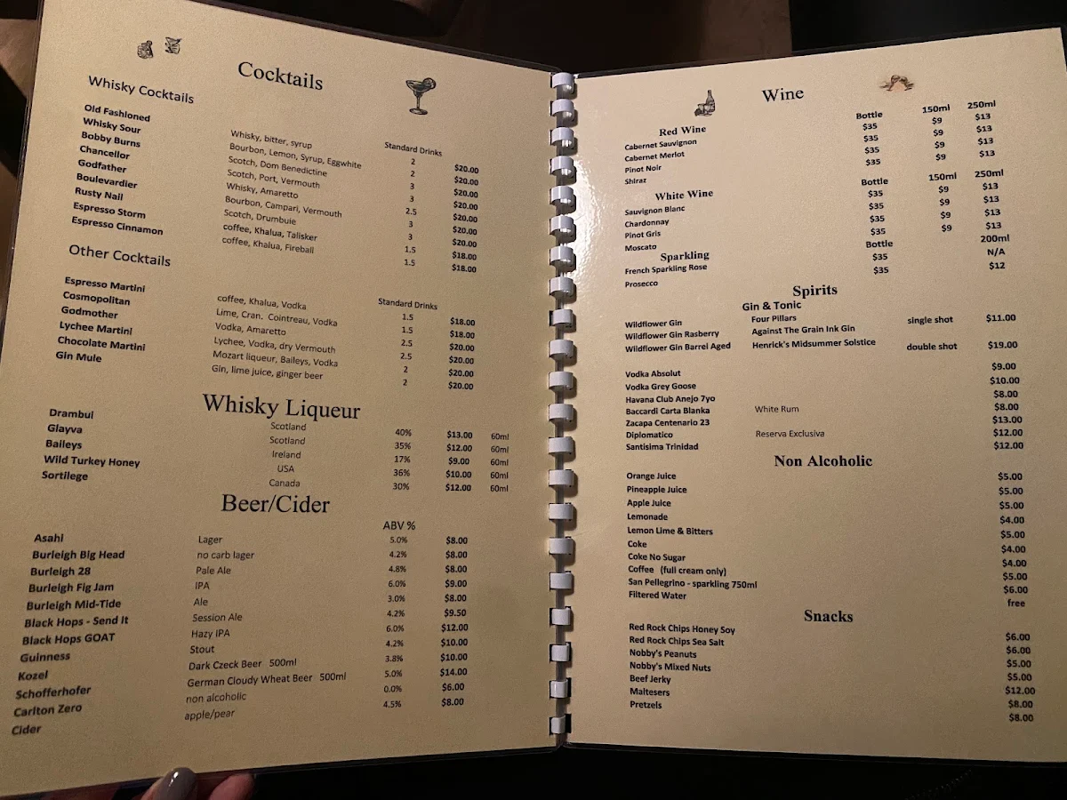 Menu, Whisky Lounge