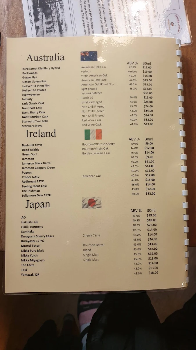 Menu, Whisky Lounge