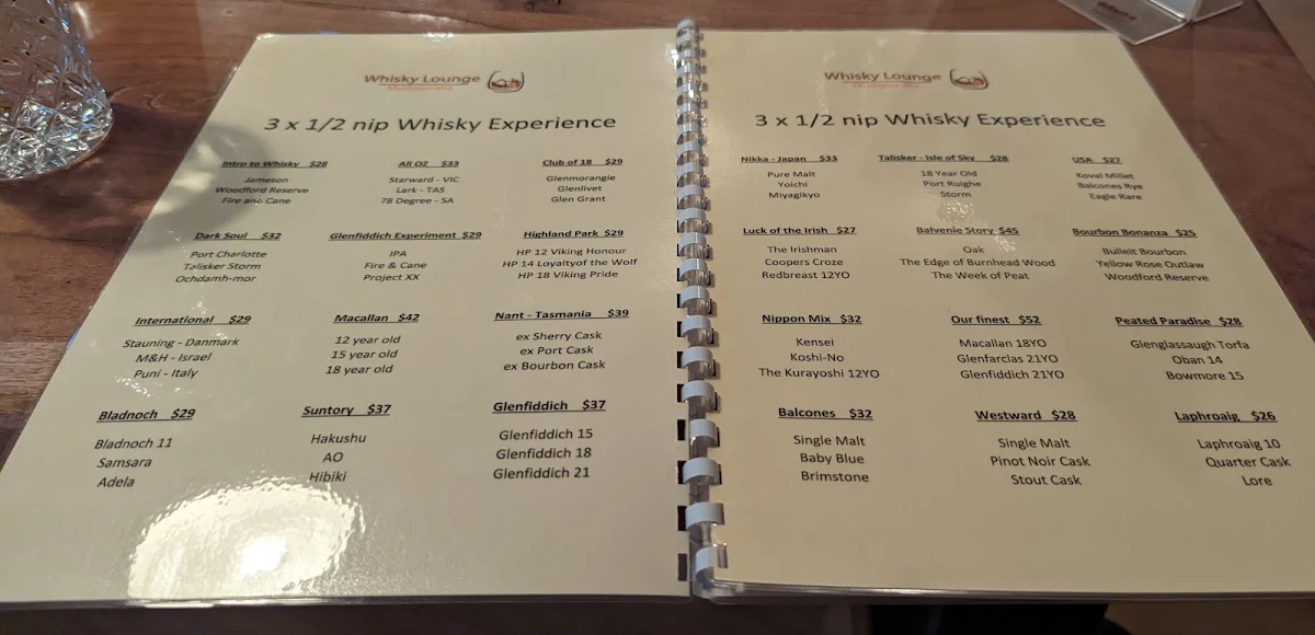 Menu, Whisky Lounge