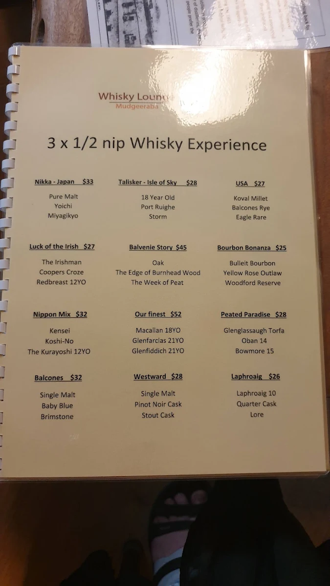 Menu, Whisky Lounge