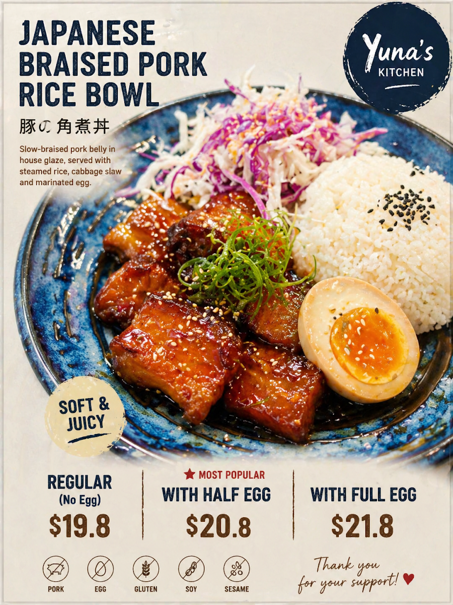 Menu, Yuna's Kitchen