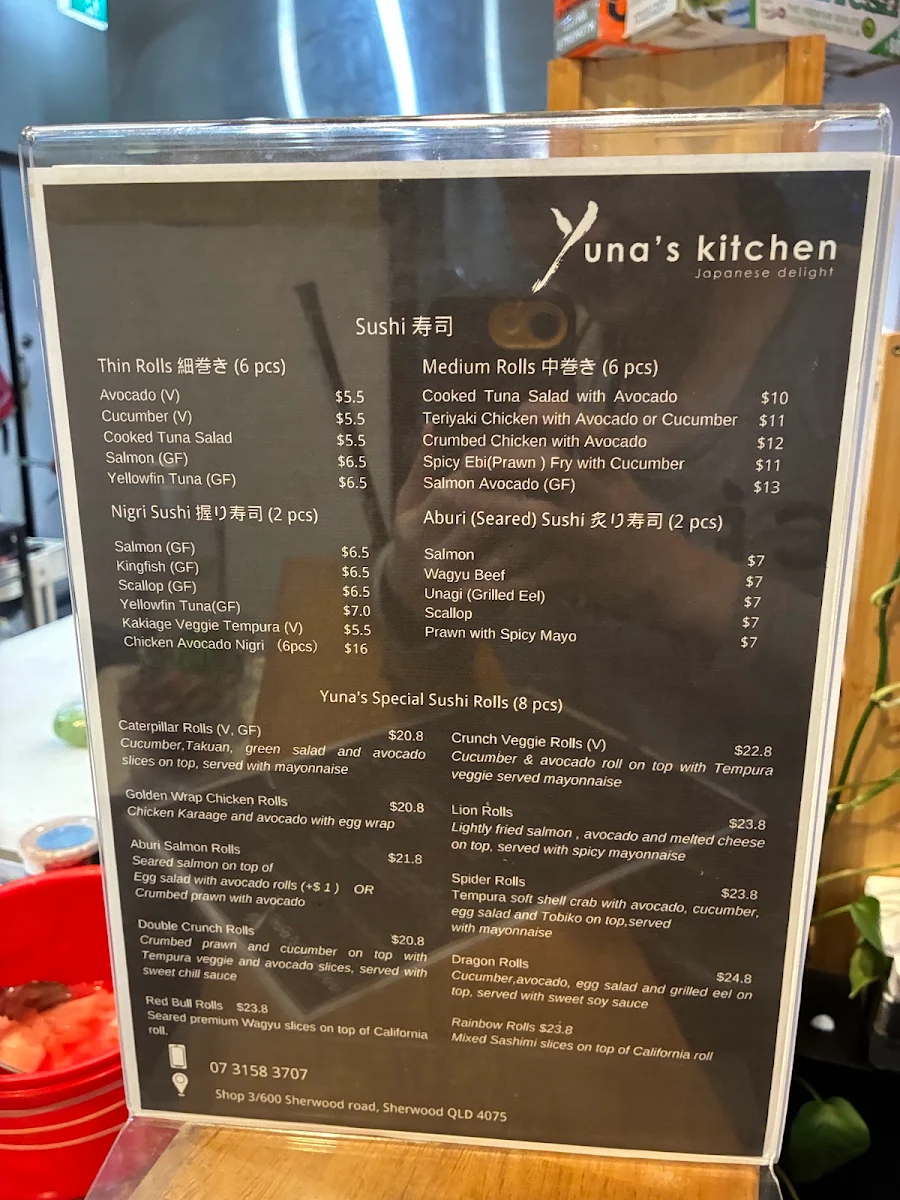 Menu, Yuna's Kitchen