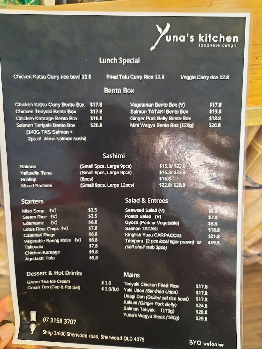 Menu, Yuna's Kitchen