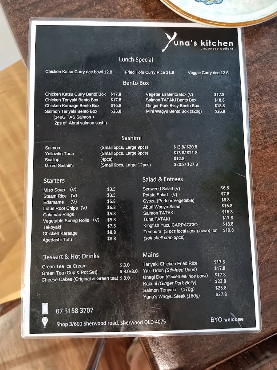 Menu, Yuna's Kitchen