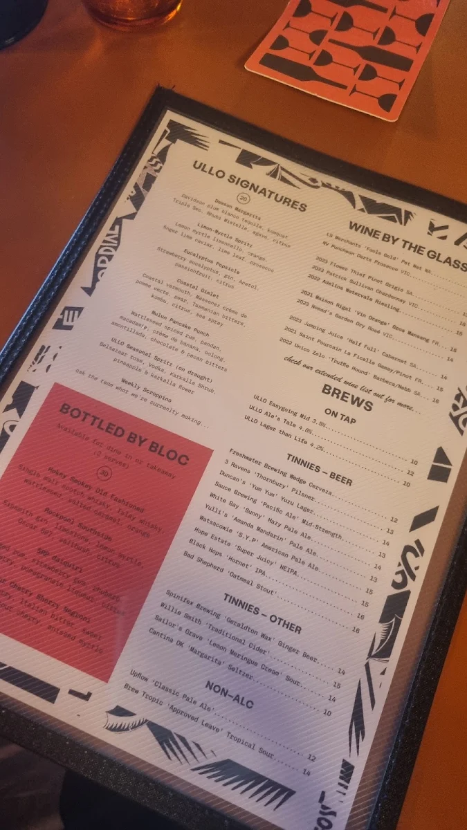 Menu, Ullo Dee Why