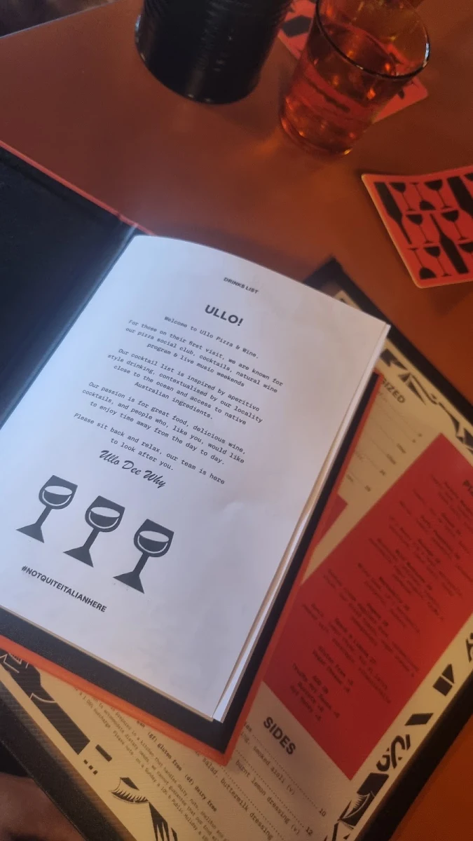 Menu, Ullo Dee Why
