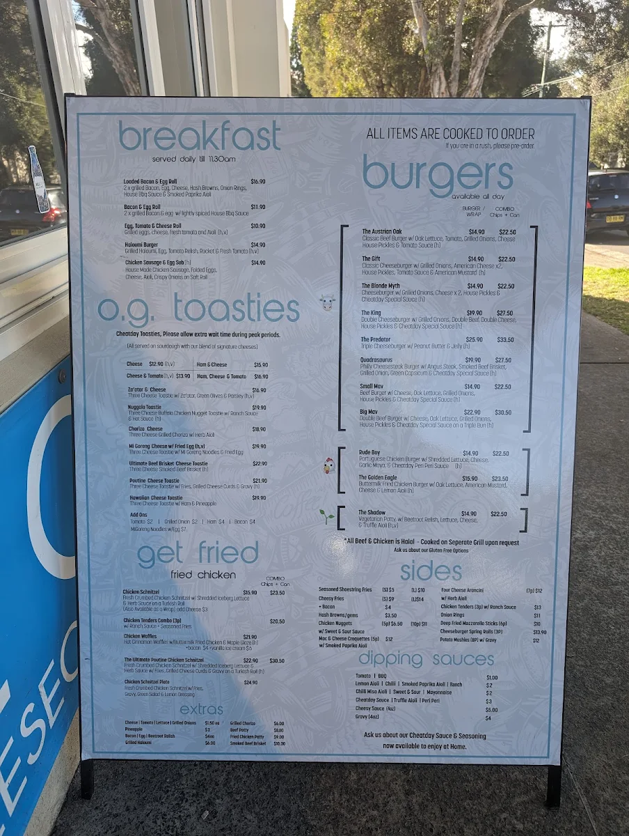 Menu, Flex and Fuel Cafe