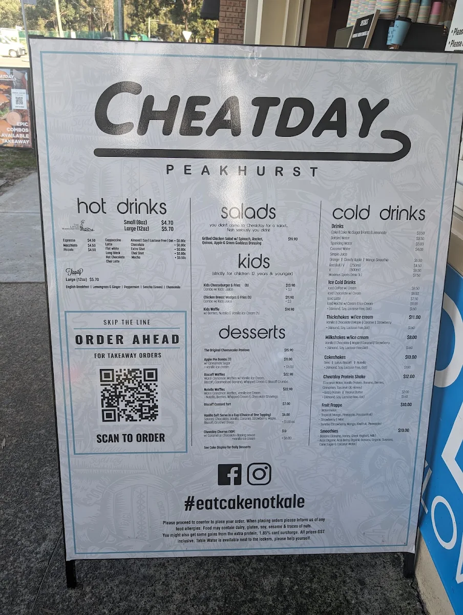 Menu, Flex and Fuel Cafe