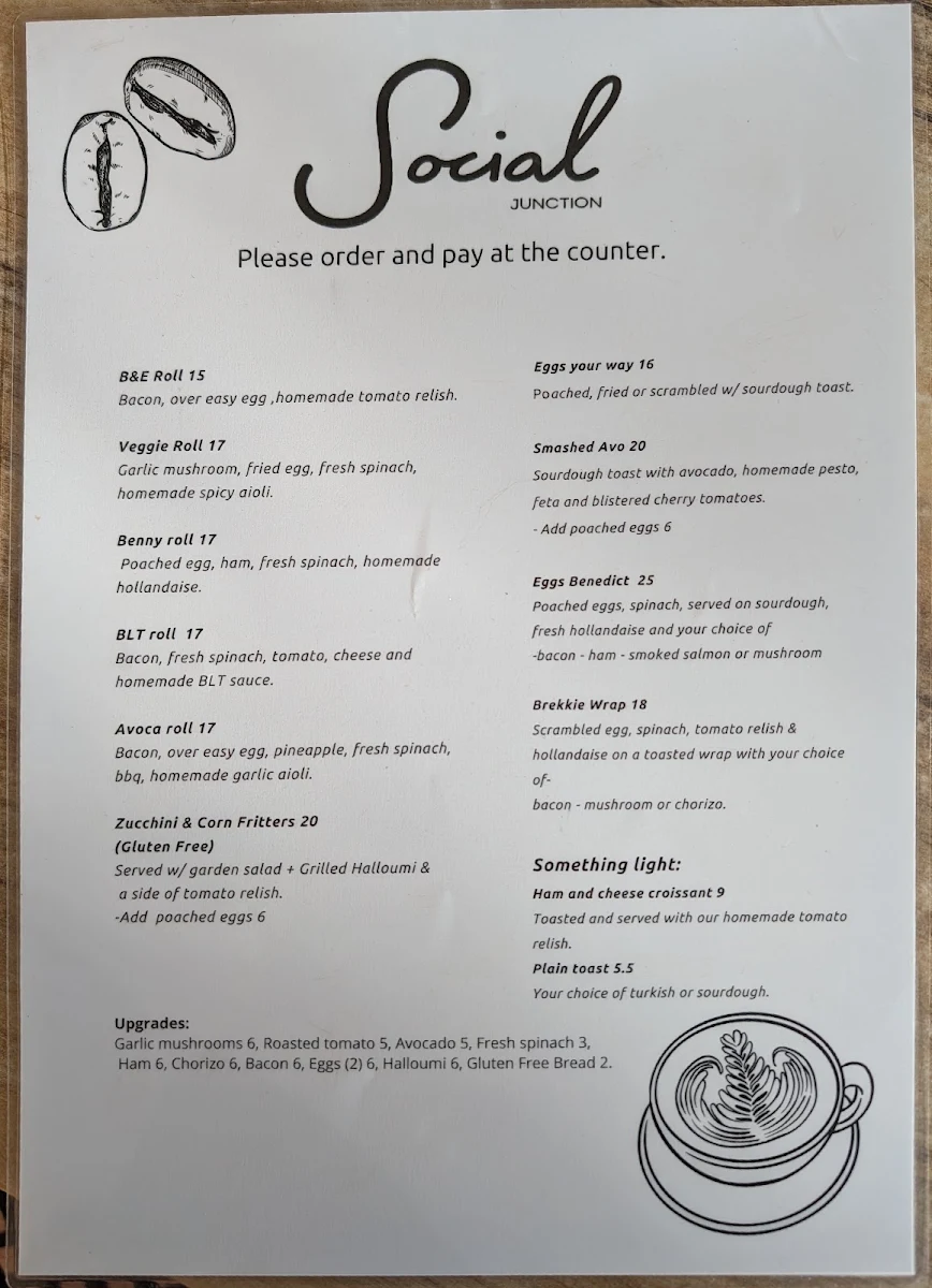Menu, Social Junction