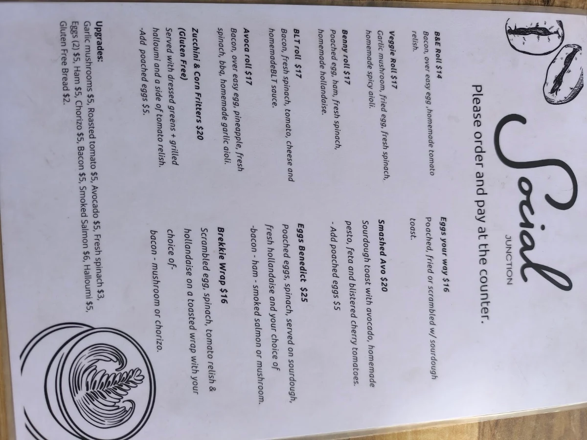 Menu, Social Junction