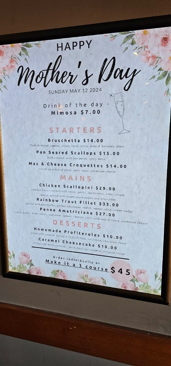 Menu, Meadow Inn Hotel-Motel