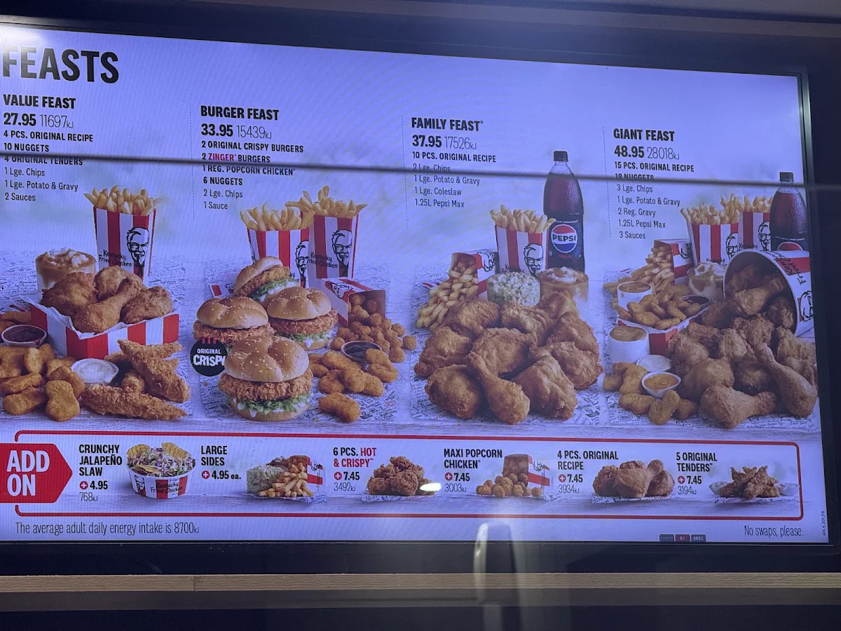 Menu, KFC Punchbowl