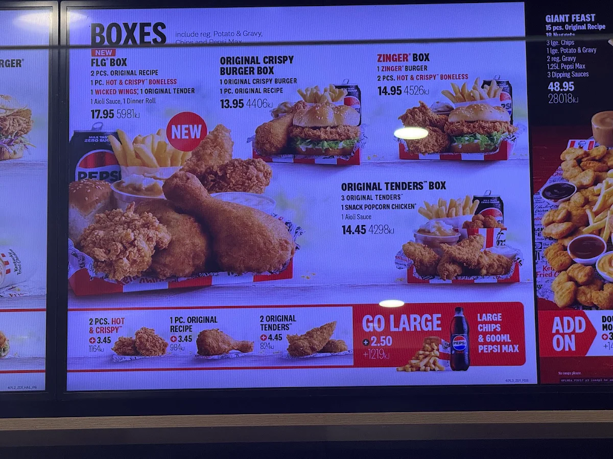 Menu, KFC Punchbowl