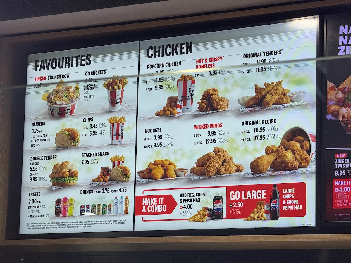 Menu, KFC Punchbowl