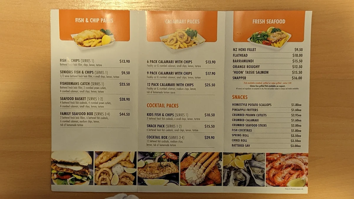 Menu, Anthony's Seafood & Burgers
