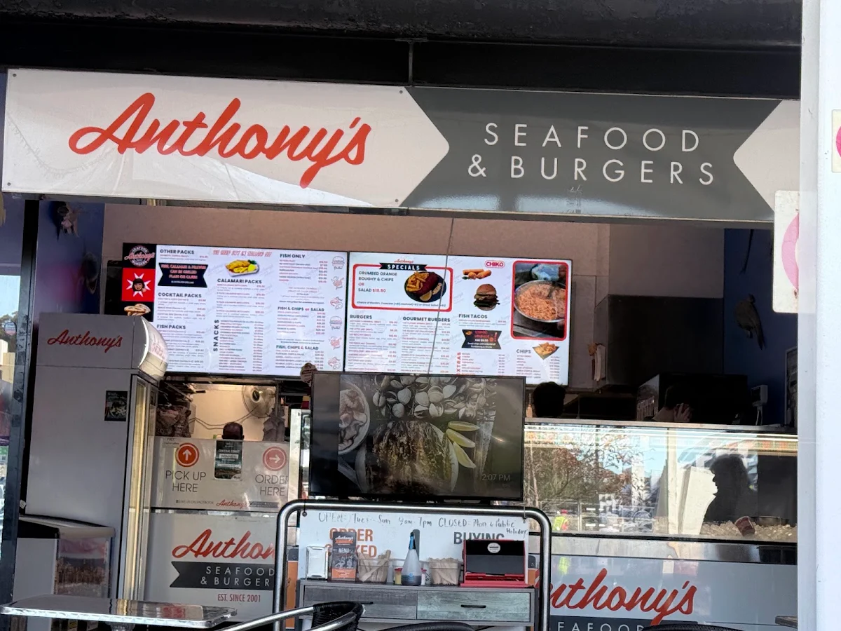 Menu, Anthony's Seafood & Burgers