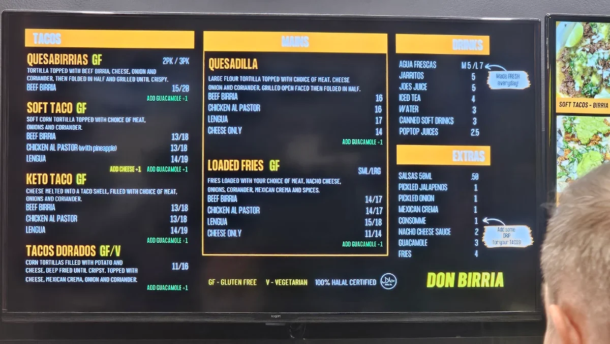 Menu, Don Birria Mount Lawley