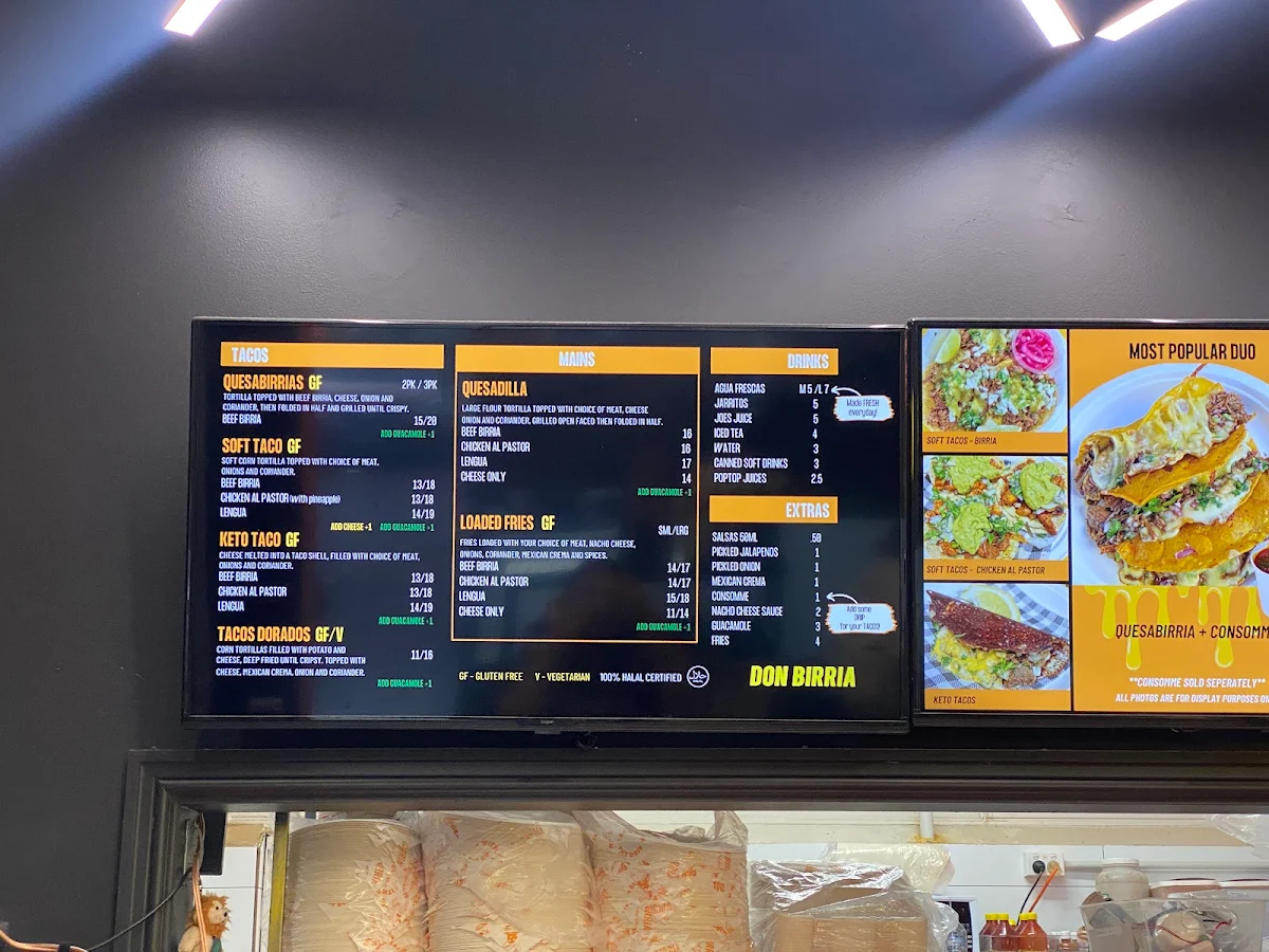 Menu, Don Birria Mount Lawley
