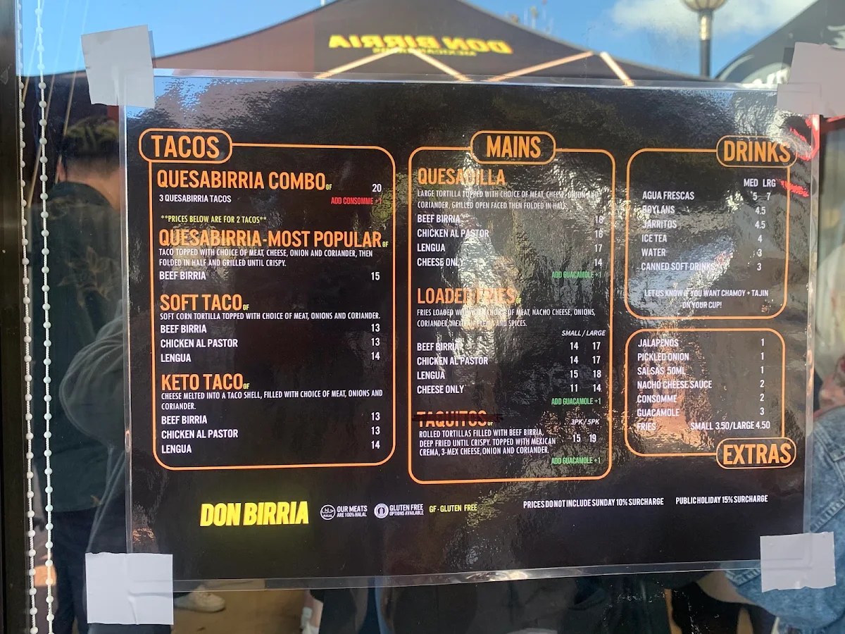 Menu, Don Birria Mount Lawley