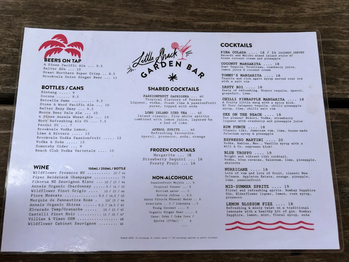 Menu, Little Shack
