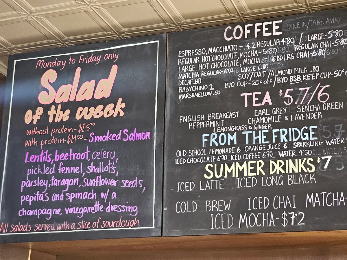 Menu, Bourke Street Bakery Marrickville
