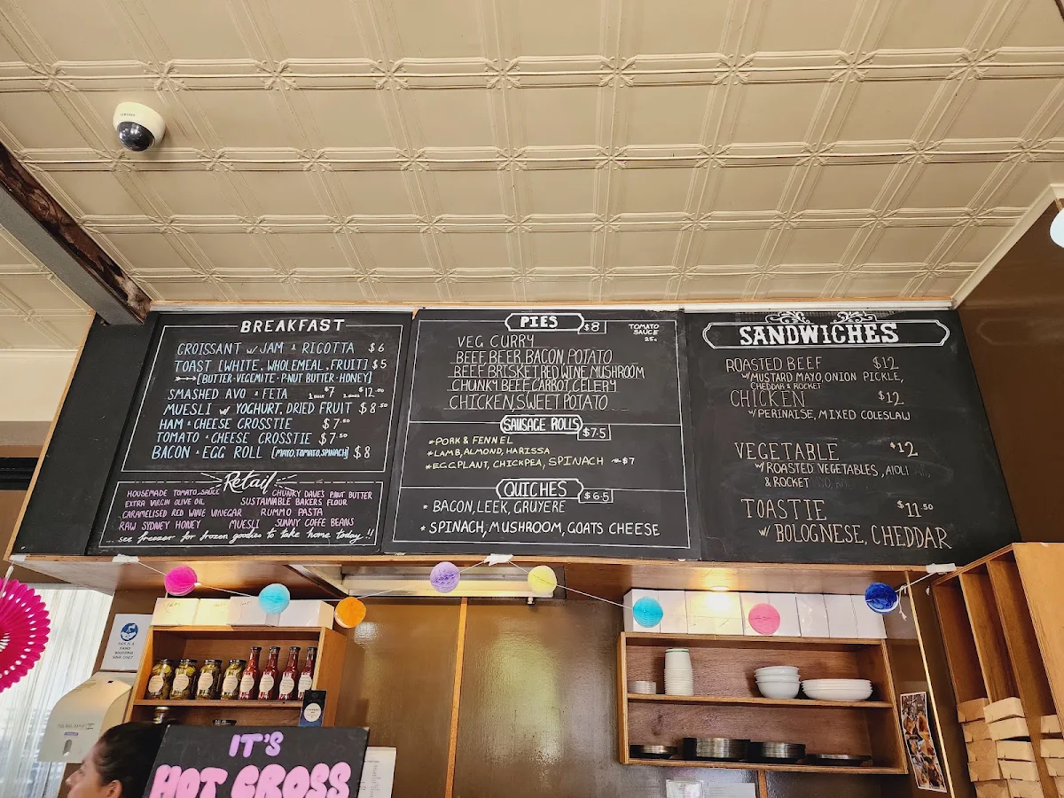 Menu, Bourke Street Bakery Marrickville