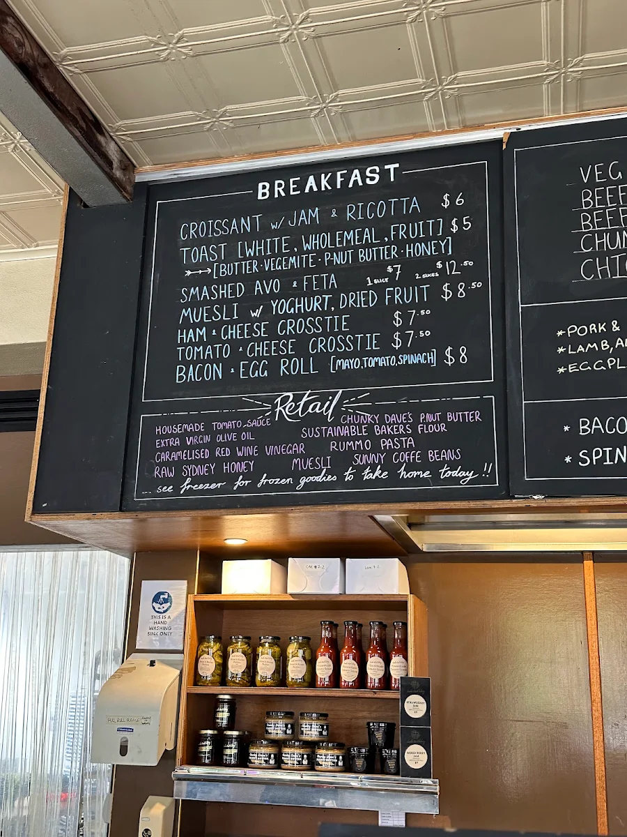 Menu, Bourke Street Bakery Marrickville