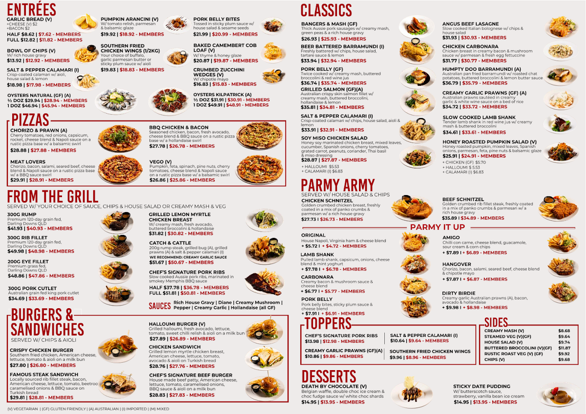 Menu, Hotel Tully