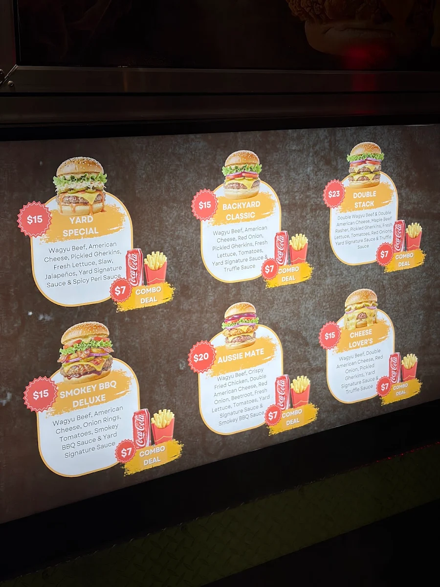 Menu, Burger Yard