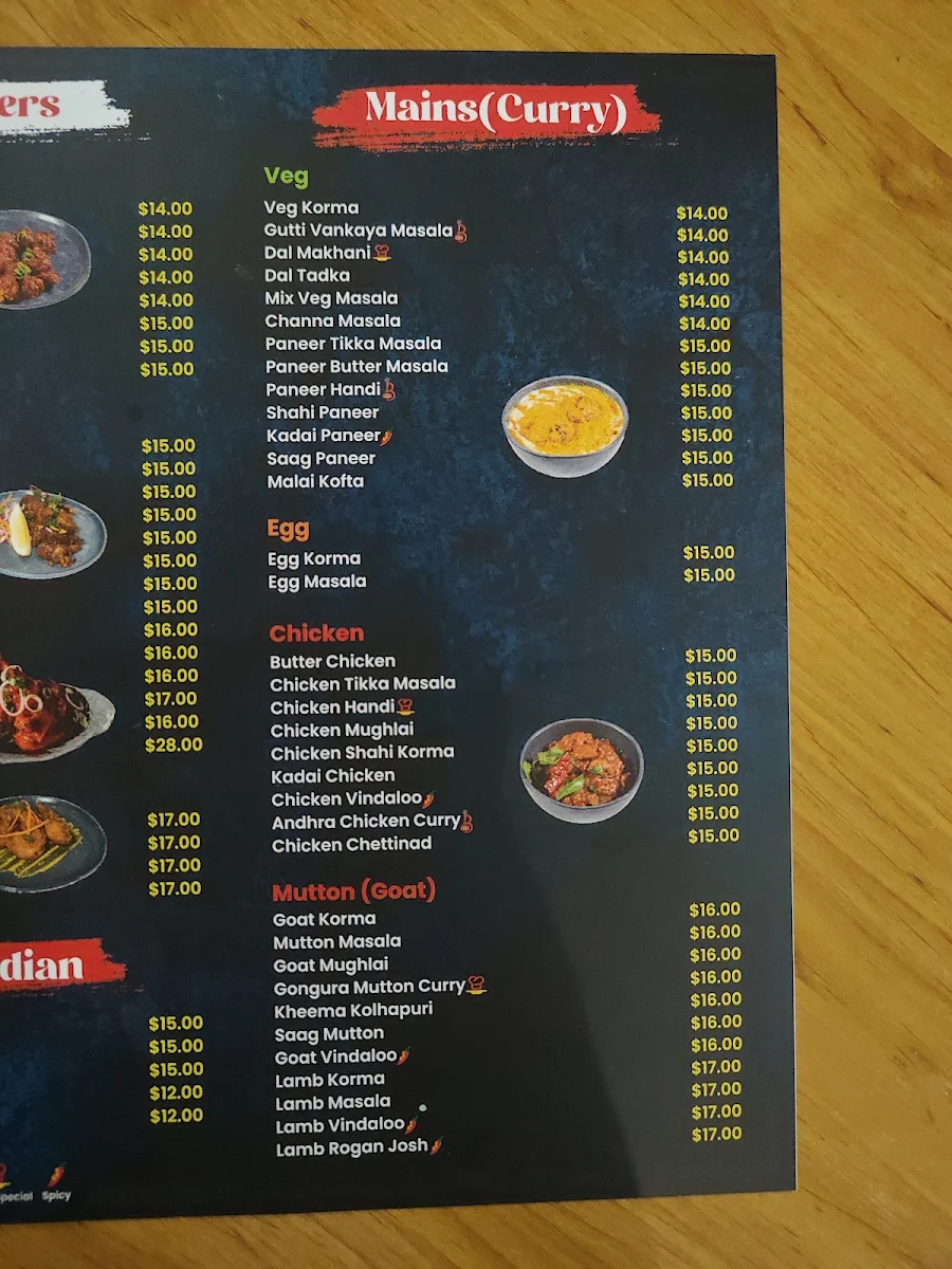 Menu, Mr.Biryani