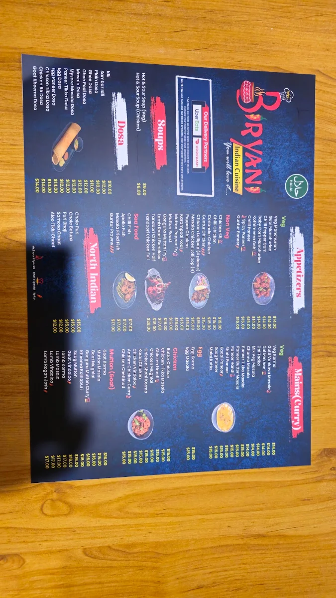 Menu, Mr.Biryani