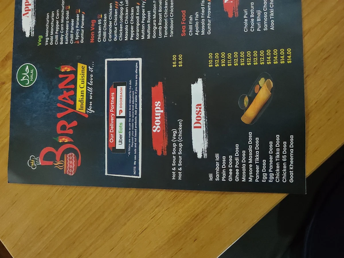 Menu, Mr.Biryani