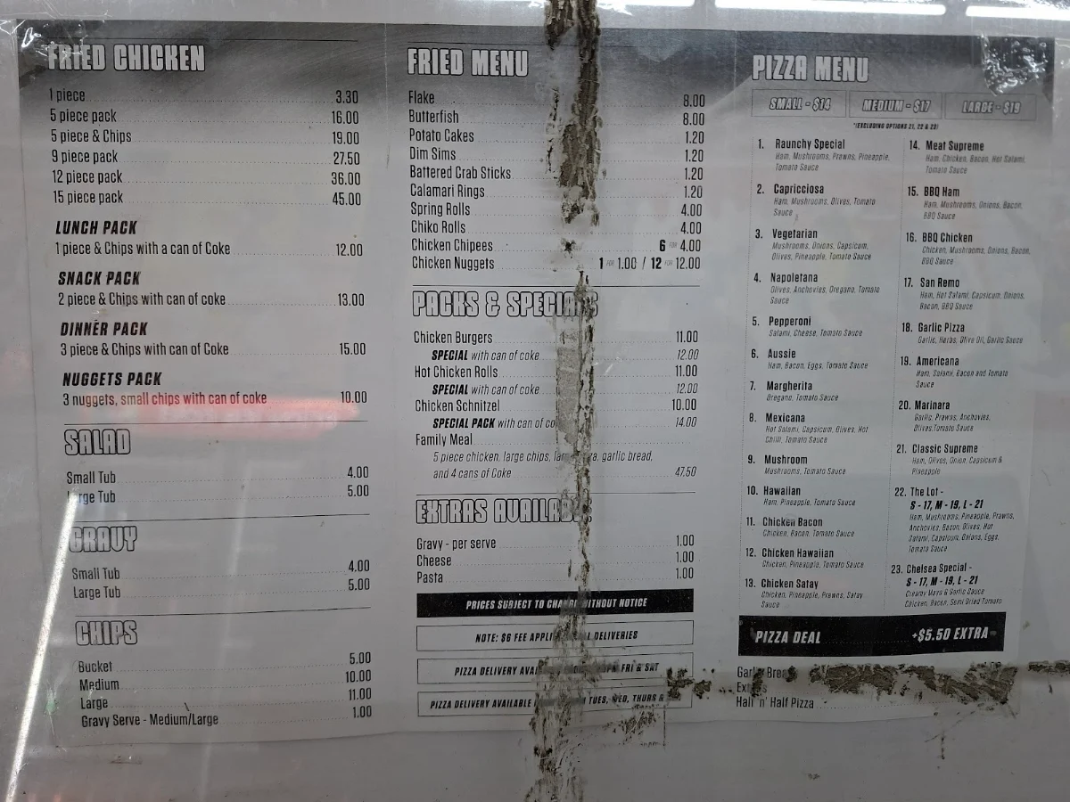 Menu, Raunchy Rooster